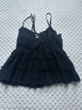 aerie Black Ruffled Tiered Camisole